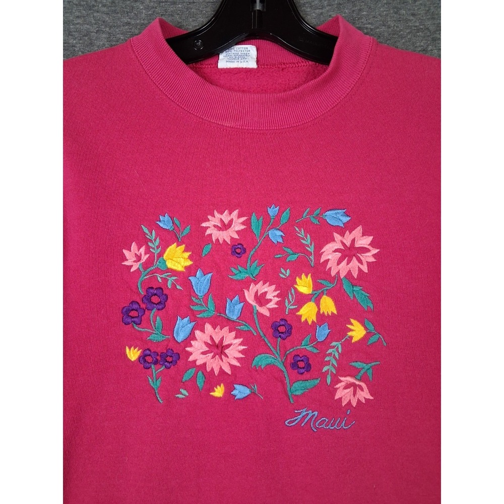 VTG Crazy Shirt Sweatshirt Adult S Pink Floral USA Made Maui Hawaii Crazy Sweats